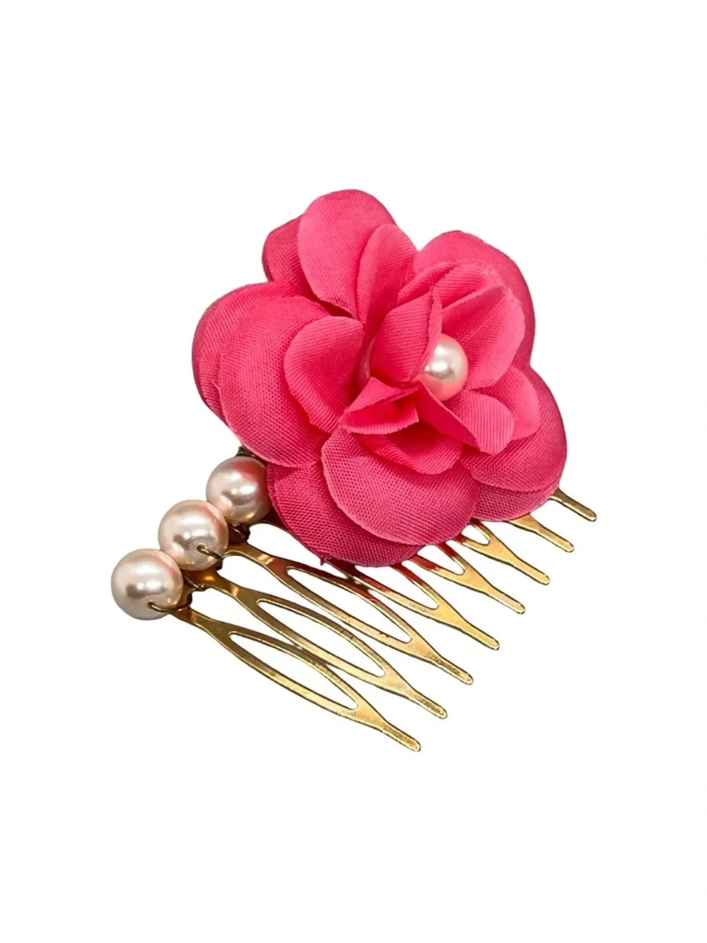 Pink Floral Pearl Hair Comb 2.0” FINAL PRICE DROP